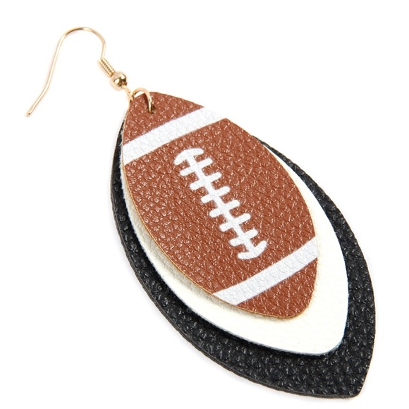 Layered Leather Football Earrings 🏈 - Picture 2 of 5